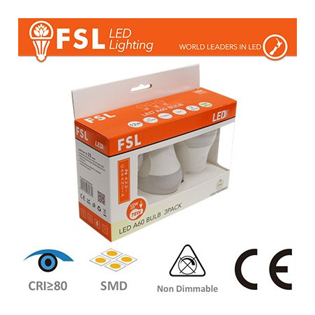 FL3A6012W40K27 Bombillas LED y Lámparas 3PACK A60 Luz natural - 4000K