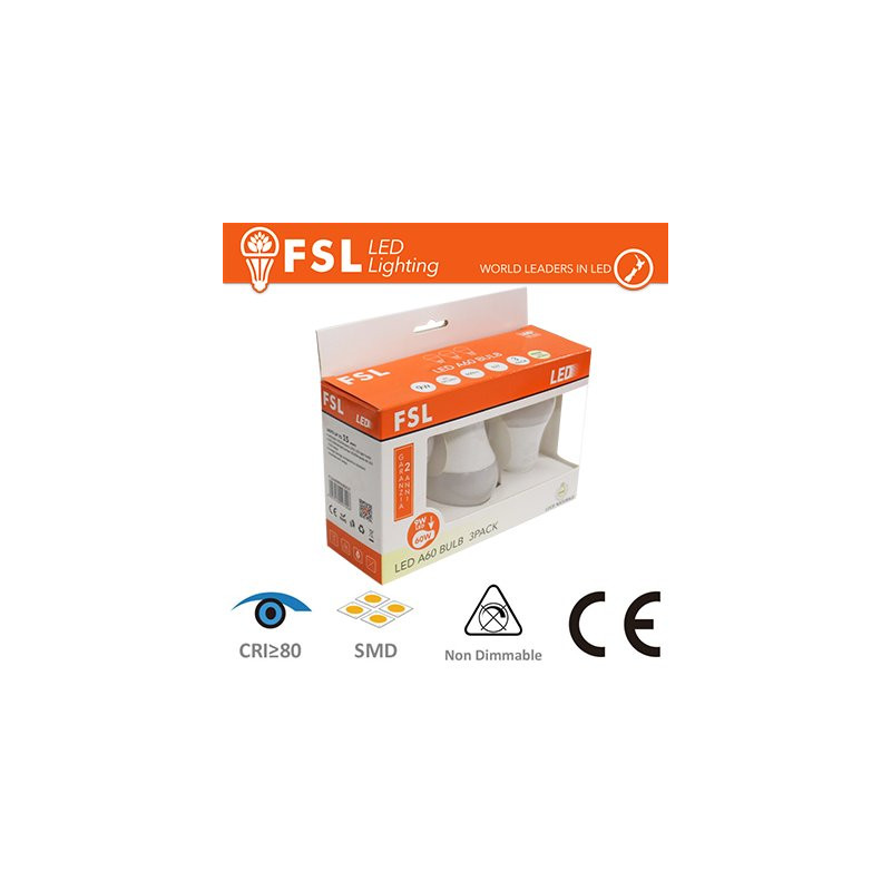 FL3A60B9W40K27 Bombillas LED y Lámparas 3PACK A60 Luz natural- 4000K