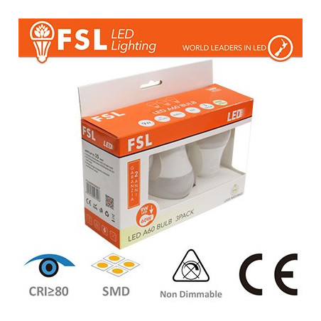 FL3A60B9W40K27 Bombillas LED y Lámparas 3PACK A60 Luz natural- 4000K