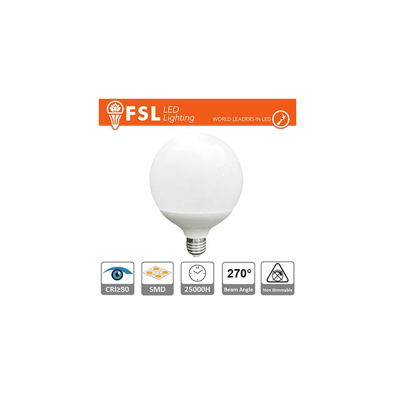 FLG12024W65K27 Bombillas LED y Lámparas Lampada a Globo Luce Fredda - 6500K