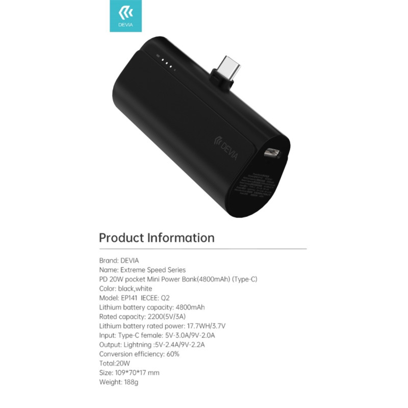 DEMPW5068C Accesorios para móvil y PC Devia Nero